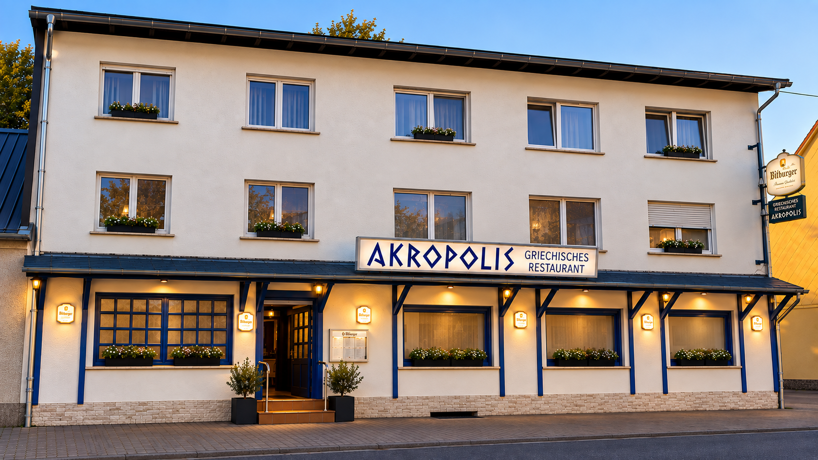 Die Fassade des Restaurants Akropolis in Lauterbach